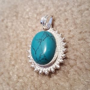 Sterling Silver Necklace Pendant with Turquoise